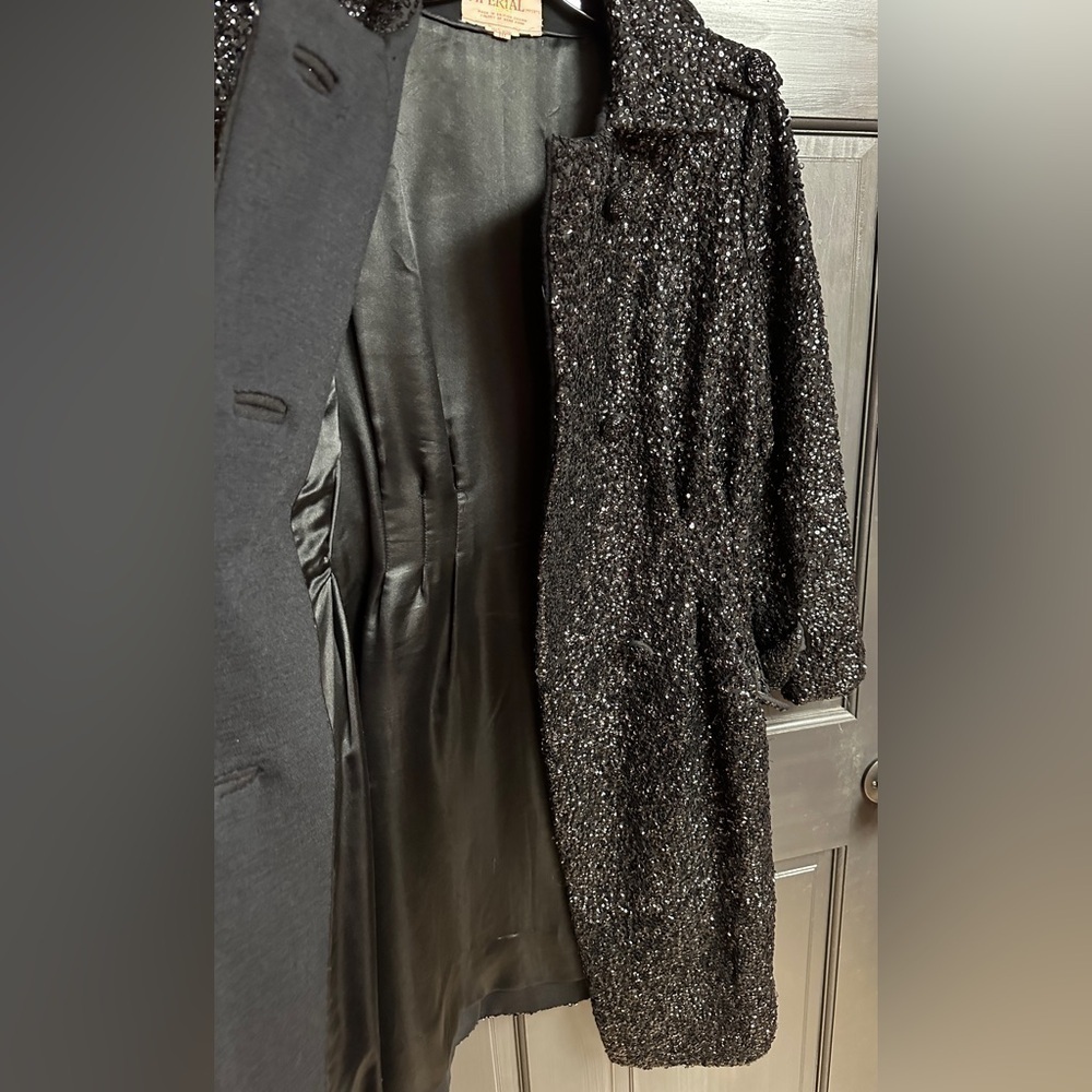 Vintage 50’s-60’s Imperial Imports Wool Sequins Covered Wool Coat Women’s Sz 10 - Picture 3 of 9